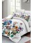 Lastikli Çarşaflı Pamuk Saten Çift Kişilik Flower Mix Nevresim Takımı 2