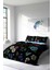 Çift Kişilik Sık Dokuma Pamuk Saten 3D Özel Tasarım Flower Black Nevresim Takımı 2