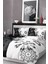 Pamuk Saten Lastikli Çarşaf Deluxe Koleksiyon Çift Kişilik 3D B&w Nevresim Takımı 2
