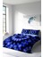 Çift Kişilik Sık Dokuma Pamuk Saten 3D Özel Tasarım Blue Damask Nevresim Takımı 2