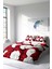 Çift Kişilik Sık Dokuma Pamuk Saten 3D Özel Tasarım White & Red Nevresim Takımı 2