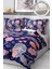 Pamuk Saten Lastikli Çarşaf Deluxe Çift Kişilik 3D Purple Nevresim Takımı 2