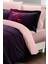 Çift Kişilik Lastikli Çarşaflı Sevgililer Günü % 100 Pamuk Saten Purple Love Nevresim Takımı 4