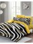 Çift Kişilik Lastikli Çarşaflı Pamuk Saten Zebra Feather Nevresim Takımı 3
