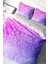 Çift Kişilik Lastikli Çarşaflı Pamuk Saten Violet Damask Nevresim Takımı 3
