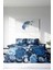 Doğal Pamuk Çift Kişilik 3D Digital Blue Flower Nevresim Takımı 3