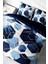 Doğal Pamuk Çift Kişilik 3D Digital Blue Hexagon Nevresim Takımı 1