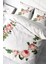 Çift Kişilik Lastikli Çarşaflı Pamuk Saten Flower-White Nevresim Takımı 3