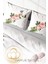 Çift Kişilik Lastikli Çarşaflı Pamuk Saten Flower-White Nevresim Takımı 4