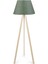 Üç Ayaklı Ahşap Lambader Konik Başlık Haki Yeşil Kumaş Salon Köşe Lambası 2