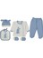 Erkek Bebek Ekru Mavi Boy Tavşan Nakışlı 5 Parça Hastane Çıkışı 1