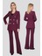 Blazer Ceket & Ispanyol Paça Pantolon Takım-Mürdüm 2