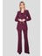 Blazer Ceket & Ispanyol Paça Pantolon Takım-Mürdüm 4