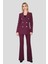 Blazer Ceket & Ispanyol Paça Pantolon Takım-Mürdüm 5