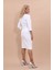 Oval Yaka Kısa Ceket & Kalem Etek Takım-Beyaz 5