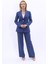 Erkek Yaka Tek Düğmeli Klasik Ceket & Bol Paça Pantolon Takım-İndigo 1