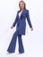 Şal Yaka Cepli Uzun Ceket & İspanyol Paça Pantolon-İndigo 1
