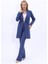 Şal Yaka Cepli Uzun Ceket & İspanyol Paça Pantolon-İndigo 5