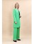 Sıfır Yaka Düz Uzun Ceket & Bol Paça Pantolon-Yeşil 3