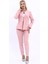 Oval Yaka Yandan Kuplu Klasik Ceket & Dar Paça Pantolon-Pudra 1