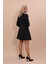 Sıfır Yaka Düz Kısa Ceket & Kısa Kloş Etek-Siyah 3