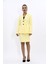 Erkek Yaka Önleri Pileli Ceket & Yırtmaçlı Düz Dar Etek-Sarı 5