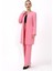 Sıfır Yaka Düz Uzun Ceket & Bol Paça Pantolon-Pembe 4