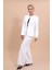 Oval Yaka Yandan Kuplu Klasik Ceket & Bol Paça Pantolon-Beyaz 1