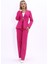 V Yaka Boydan Kuplu Kılasik Ceket & Bol Paça Pantolon-Fuşya 1