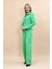 Gömlek Yaka Klasik Ceket & Korsaj Kemer Palazzo Pantolon-Yeşil 2