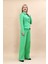 Gömlek Yaka Klasik Ceket & Korsaj Kemer Palazzo Pantolon-Yeşil 3