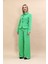 Gömlek Yaka Klasik Ceket & Korsaj Kemer Palazzo Pantolon-Yeşil 5