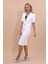 Kısa Kollu Yakasız Mini Ceket & Kalem Etek Takım-Beyaz 1