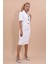 Kısa Kollu Yakasız Mini Ceket & Kalem Etek Takım-Beyaz 2