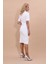 Kısa Kollu Yakasız Mini Ceket & Kalem Etek Takım-Beyaz 3