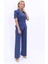 Hakim Yaka Yandan Tokalı Çapraz Ceket & Bol Paça Pantolon-İndigo 2