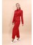 Gömlek Yaka Klasik Ceket & Paçası Pileli Pantolon-Kırmızı 1