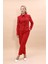 Gömlek Yaka Klasik Ceket & Paçası Pileli Pantolon-Kırmızı 4