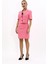 Kısa Kollu Yakalı Mini Ceket & Kısa Kalem Etek Takım-Pembe 5