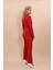 Peplum Ceket & Boru Paça Pantolon Takım-Kırmızı 4