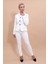 Peplum Ceket & Boru Paça Pantolon Takım-Beyaz 2