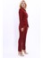 Peplum Ceket & Boru Paça Pantolon Takım-Bordo 3