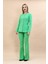 Sıfır Yaka Boydan Düğmeli Ceket & İspanyol Paça Pantolon-Yeşil 3