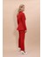 Erkek Yaka Kolu Büzgülü Ceket & Dar Paça Pantolon-Kırmızı 3
