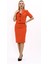 Kısa Kollu Yakalı Mini Ceket & Kalem Etek Takım-Turuncu 1