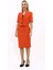 Kısa Kollu Yakalı Mini Ceket & Kalem Etek Takım-Turuncu 5