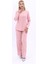 Sıfır Yaka Boydan Düğmeli Ceket & Bol Paça Pantolon-Pudra 2