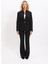 Kendinden Dik Yakalı Ceket & İspanyol Paça Pantolon-Siyah 3