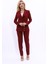 Erkek Yaka Düğme Detaylı Ceket & Dar Paça Pantolon-Bordo 5