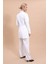 Erkek Yaka Kuruvaze Uzun Ceket & Bol Paça Pantolon-Beyaz 2